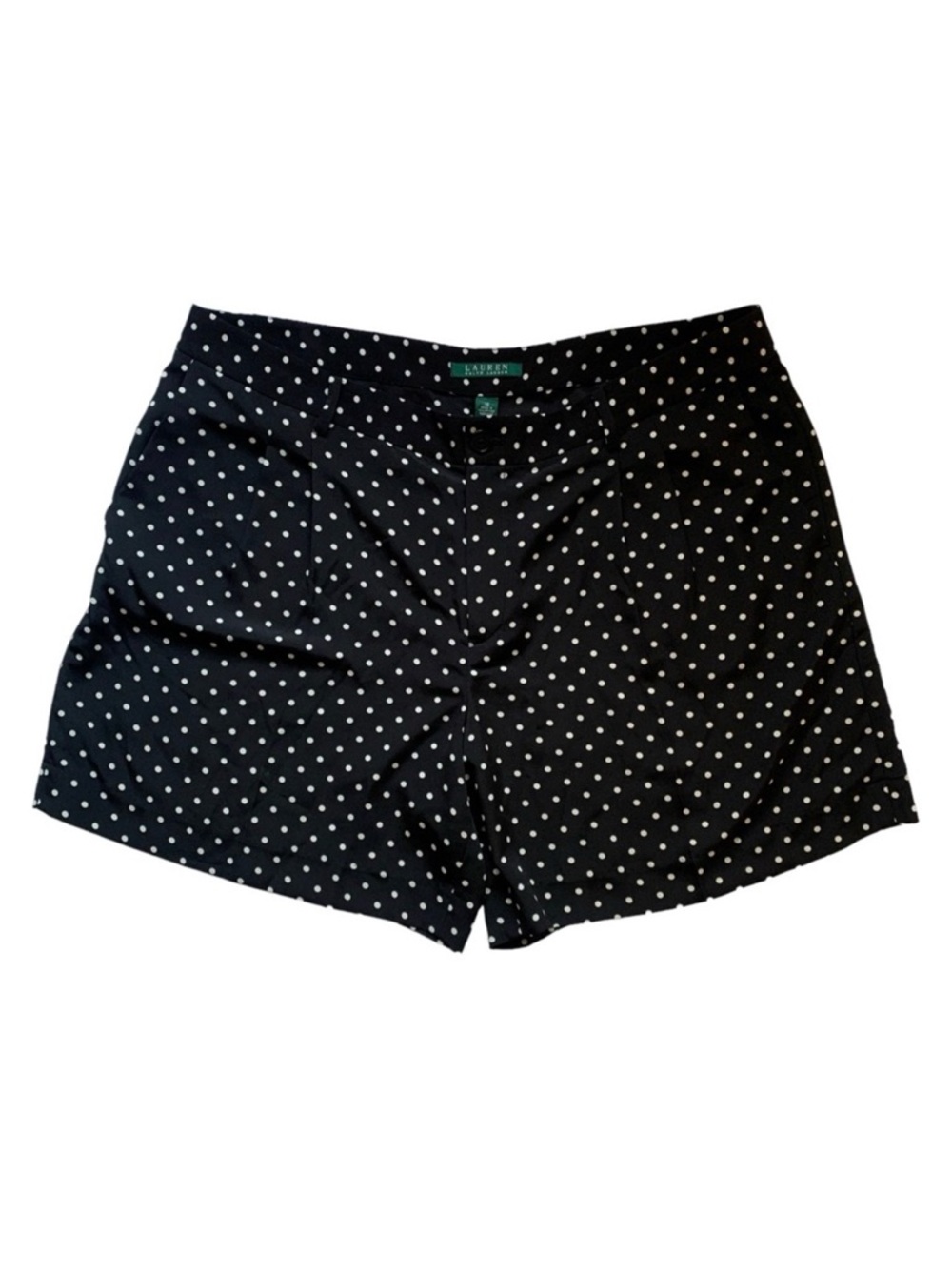 LAUREN RALPH LAUREN Polka Dot Pleated Dress Short | Black & White | Size 16 - Picture 1 of 7